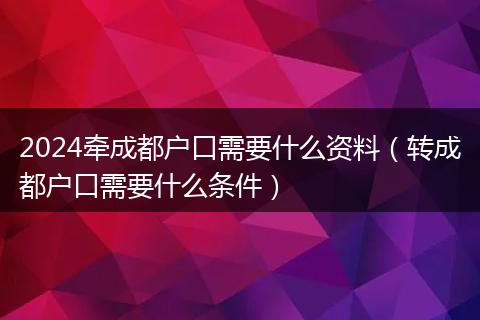 2024牵成都户口需要什么资料（转成都户口需要什么条件）