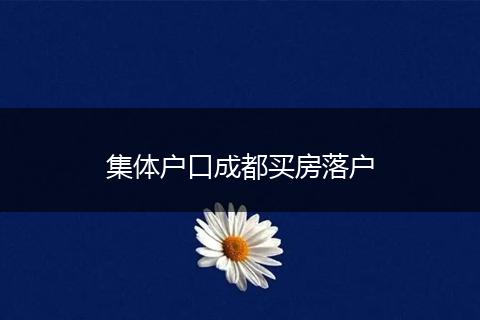 集体户口成都买房落户