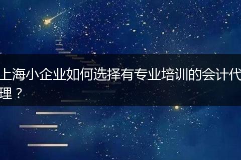 上海小企业如何选择有专业培训的会计代理？