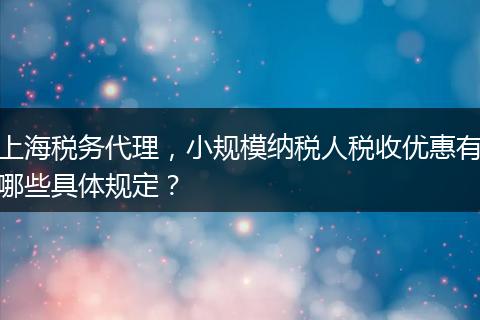 上海税务代理，小规模纳税人税收优惠有哪些具体规定？