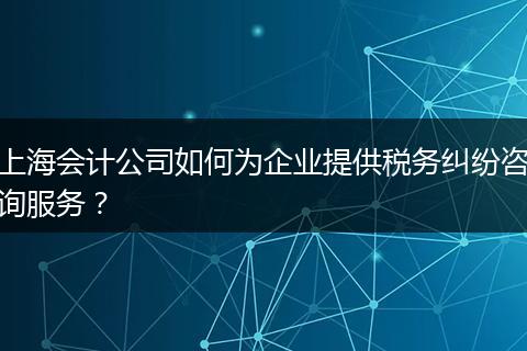 上海会计公司如何为企业提供税务纠纷咨询服务？