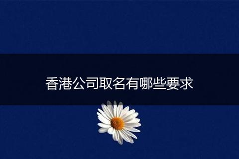 香港公司取名有哪些要求