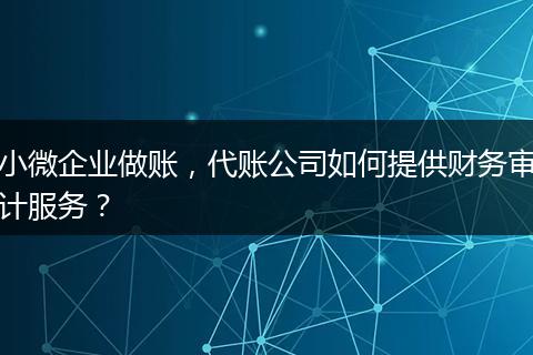小微企业做账，代账公司如何提供财务审计服务？
