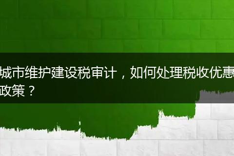 城市维护建设税审计，如何处理税收优惠政策？