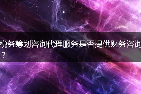 税务筹划咨询代理服务是否提供财务咨询？