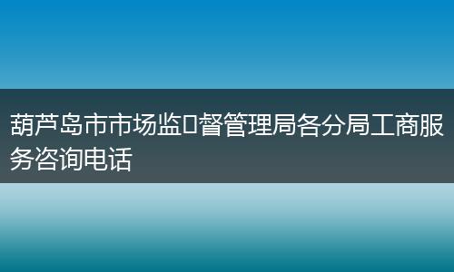 葫芦岛市市场监​督管理局各分局工商服务咨询电话
