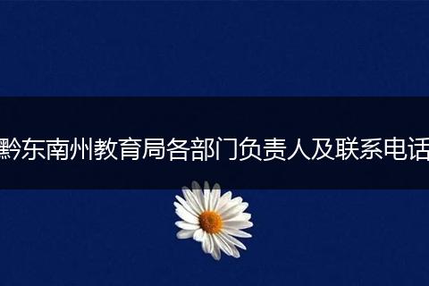 黔东南州教育局各部门负责人及联系电话