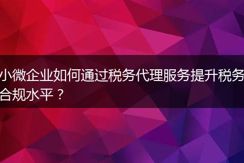 小微企业如何通过税务代理服务提升税务合规水平？