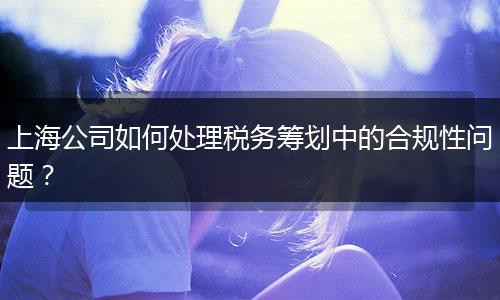 上海公司如何处理税务筹划中的合规性问题？