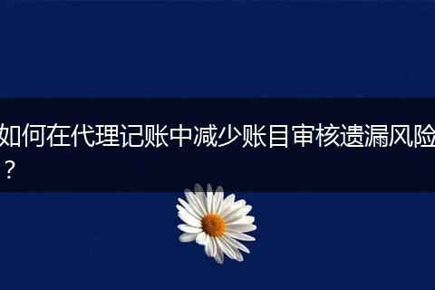 如何在代理记账中减少账目审核遗漏风险？