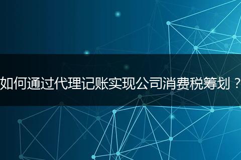 如何通过代理记账实现公司消费税筹划？