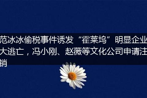 范冰冰偷税事件诱发“霍莱坞”明显企业大逃亡,冯小刚、赵薇等文化公司申请注销