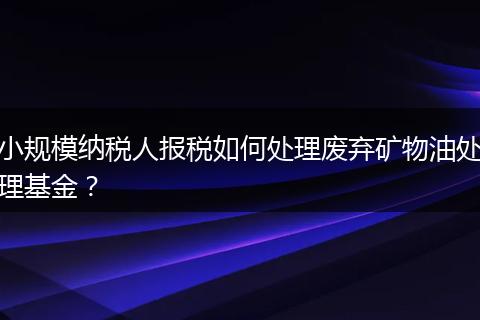 小规模纳税人报税如何处理废弃矿物油处理基金？