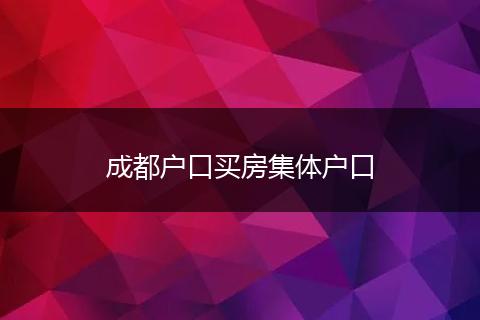 成都户口买房集体户口