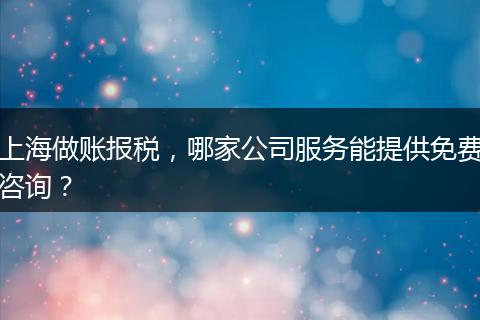 上海做账报税，哪家公司服务能提供免费咨询？