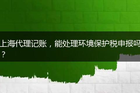 上海代理记账，能处理环境保护税申报吗？