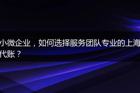 小微企业，如何选择服务团队专业的上海代账？