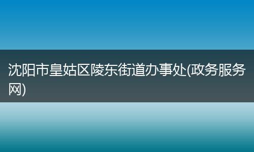 沈阳市皇姑区陵东街道办事处(政务服务网)