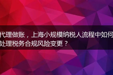 代理做账，上海小规模纳税人流程中如何处理税务合规风险变更？