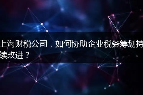 上海财税公司，如何协助企业税务筹划持续改进？