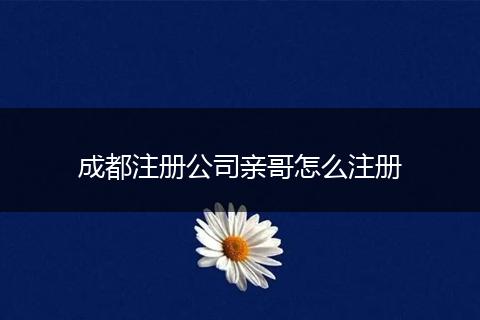 成都注册公司亲哥怎么注册