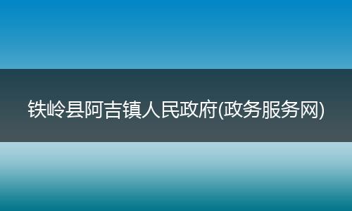 铁岭县阿吉镇人民政府(政务服务网)