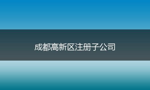 成都高新区注册子公司