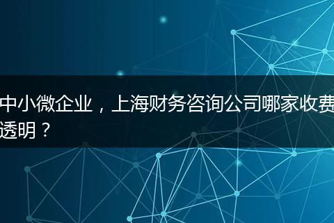 中小微企业，上海财务咨询公司哪家收费透明？