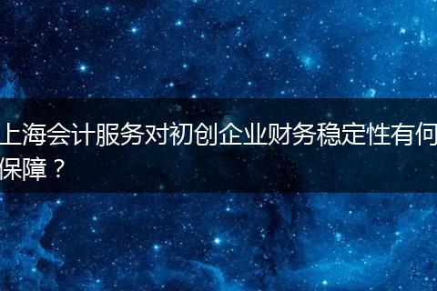 上海会计服务对初创企业财务稳定性有何保障？