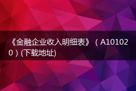 《金融企业收入明细表》（A101020）(下载地址)