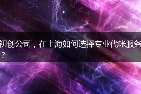 初创公司，在上海如何选择专业代帐服务？