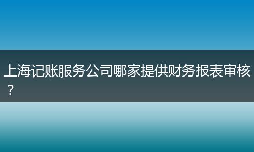 上海记账服务公司哪家提供财务报表审核？