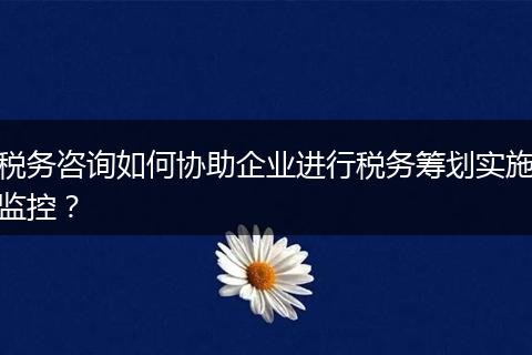 税务咨询如何协助企业进行税务筹划实施监控？