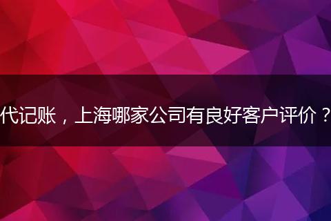 代记账，上海哪家公司有良好客户评价？