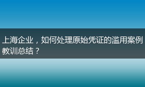 上海企业，如何处理原始凭证的滥用案例教训总结？
