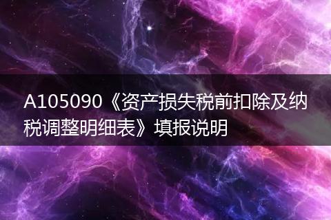 A105090《资产损失税前扣除及纳税调整明细表》填报说明