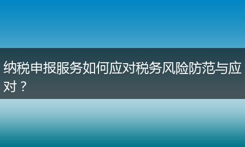 纳税申报服务如何应对税务风险防范与应对？