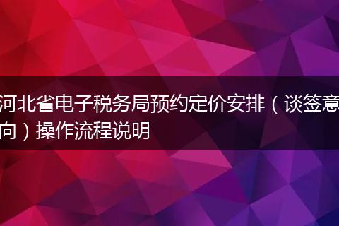 河北省电子税务局预约定价安排(谈签意向)操作流程说明