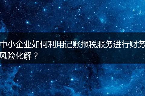 中小企业如何利用记账报税服务进行财务风险化解？
