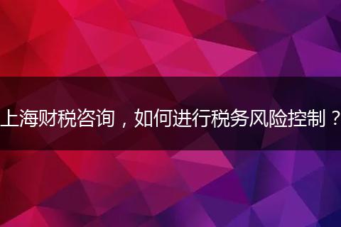 上海财税咨询，如何进行税务风险控制？