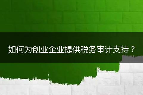 如何为创业企业提供税务审计支持？