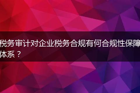 税务审计对企业税务合规有何合规性保障体系？