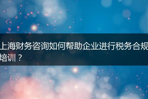 上海财务咨询如何帮助企业进行税务合规培训？