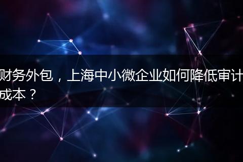 财务外包，上海中小微企业如何降低审计成本？