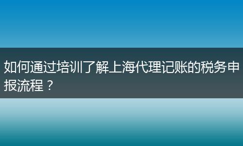 如何通过培训了解上海代理记账的税务申报流程？