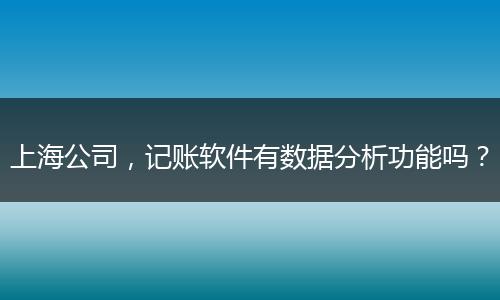 上海公司，记账软件有数据分析功能吗？
