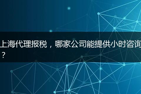 上海代理报税，哪家公司能提供小时咨询？