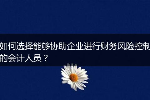 如何选择能够协助企业进行财务风险控制的会计人员？