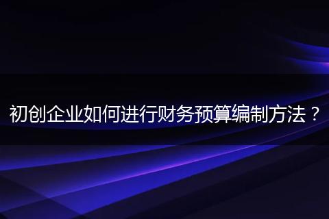 初创企业如何进行财务预算编制方法？