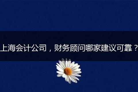 上海会计公司，财务顾问哪家建议可靠？